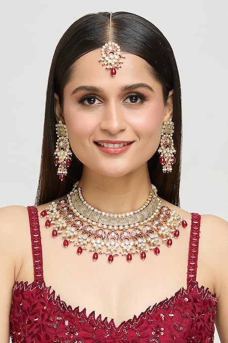 Moh-Maya by Disha Khatri Lucia Trellis Meenakari Kundan Jewellery Set 