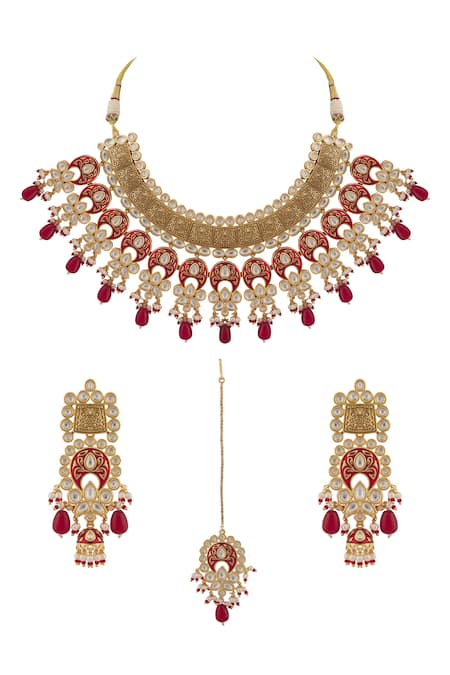 Moh-Maya By Disha Khatri Lucia Trellis Meenakari Kundan Jewellery Set 