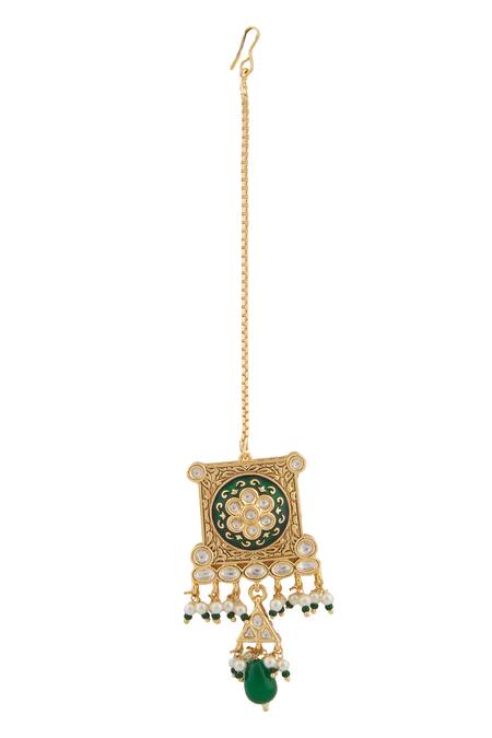 Buy_Moh-Maya By Disha Khatri_Gold Plated Metallic Thread, Surya Pakhi Meenakari Kundan Choker Jewellery Set