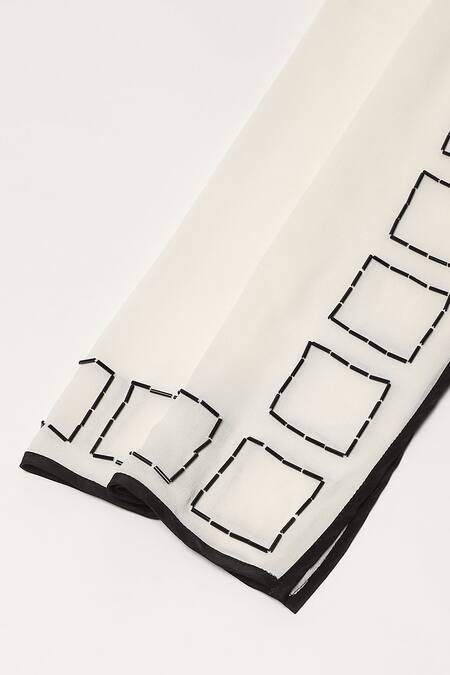 Buy_Abraham And Thakore_Ivory Beads Wool Embellished Scarf_Online_at_Aza_Fashions