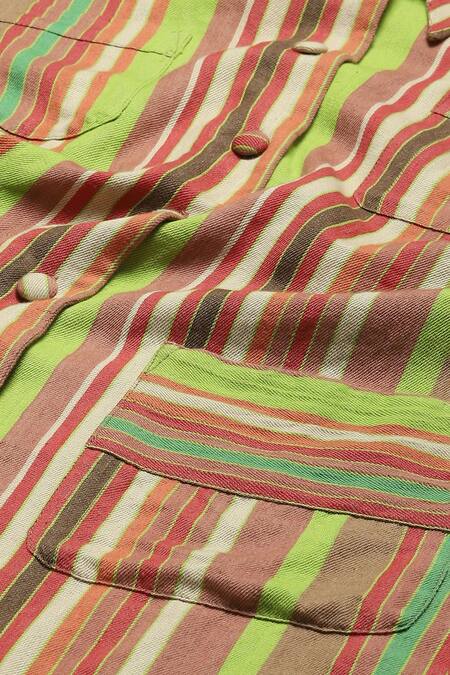 Buy Abraham And Thakore Multi Color Cotton Collared Striped Button Down Shirt Buy_Abraham And Thakore_Multi Color Cotton Collared Striped Button Down Shirt