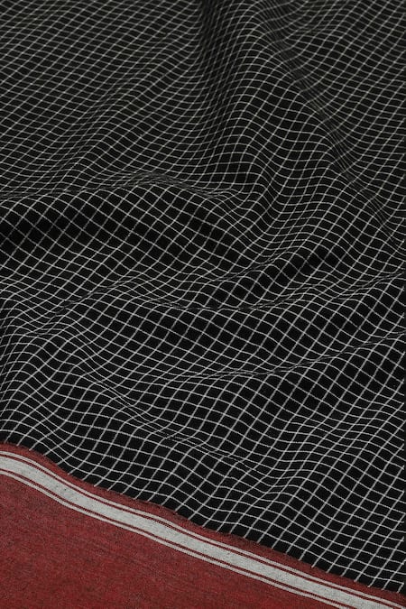 Abraham And Thakore Black Cotton Collared Checkered Pattern Shirt Kurta at Aza Fashions Abraham And Thakore_Black Cotton Collared Checkered Pattern Shirt Kurta _at_Aza_Fashions