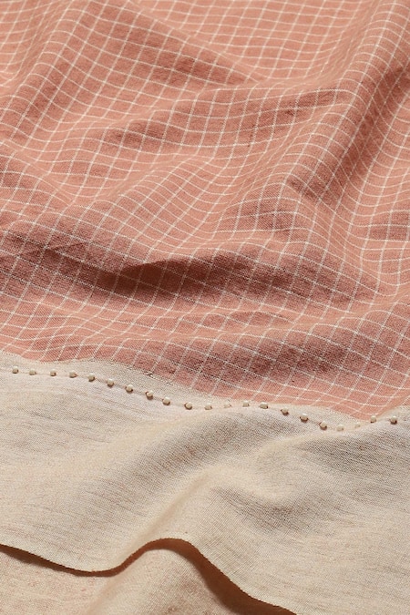 Buy Abraham And Thakore Red Cotton Chettinad Checkered Pattern Wide Legged Pant Buy_Abraham And Thakore_Red Cotton Chettinad Checkered Pattern Wide Legged Pant