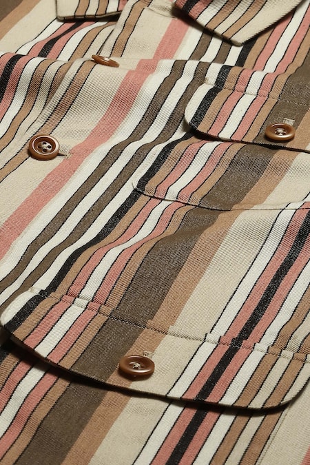 Buy Abraham And Thakore Multi Color Cotton Balance Striped Woven Jacket Online at Aza Fashions Buy_Abraham And Thakore_Multi Color Cotton Balance Striped Woven Jacket _Online_at_Aza_Fashions