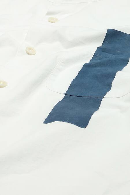 Buy Abraham And Thakore White Cotton Block Print Chinese Collar Shirt Online at Aza Fashions Buy_Abraham And Thakore_White Cotton Block Print Chinese Collar Shirt _Online_at_Aza_Fashions