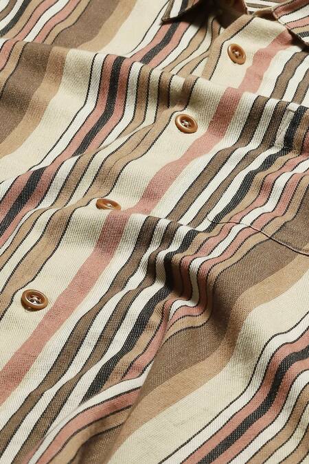 Buy Abraham And Thakore Multi Color Cotton Balance Striped Woven Shirt Online at Aza Fashions Buy_Abraham And Thakore_Multi Color Cotton Balance Striped Woven Shirt_Online_at_Aza_Fashions
