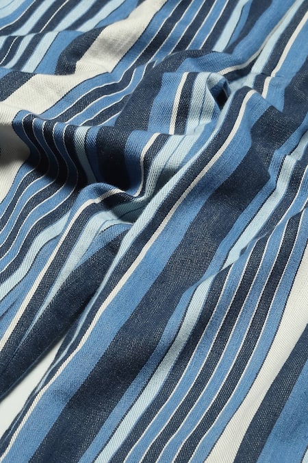 Abraham And Thakore Blue Cotton, Twill Woven Balance Striped Trouser at Aza Fashions Abraham And Thakore_Blue Cotton, Twill Woven Balance Striped Trouser _at_Aza_Fashions