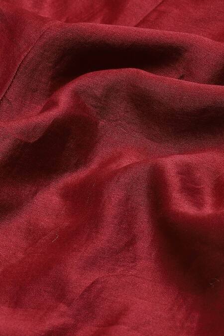 Abraham And Thakore Wine Chanderi Solid Trouser at Aza Fashions Abraham And Thakore_Wine Chanderi Solid Trouser_at_Aza_Fashions