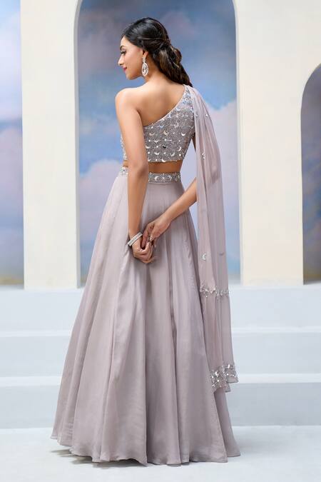 Silky Bindra X AZA Ziya Moon & Star Embroidered Blouse With Lehenga 