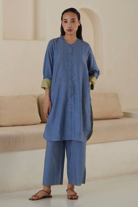 Surmaye Endless Laughter Checkered Woven Kurta & Pant Set 