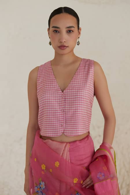 Surmaye Sisterhood Sonnet Gingham Handwoven Blouse 