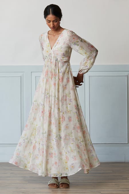 Surmaye Gratitude Floral Handpainted Dress 