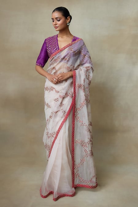 SHASHA GABA Hand Embroidered Saree With Blouse 