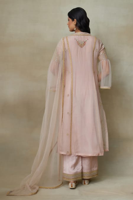 SHASHA GABA Zari Embroidered Jacket Kurta Set 