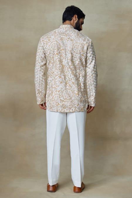 SHASHA GABA Silk Floral Embroidered Short Kurta 