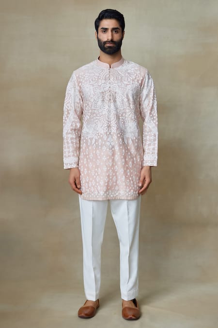 SHASHA GABA Silk Resham Embroidered Short Kurta 