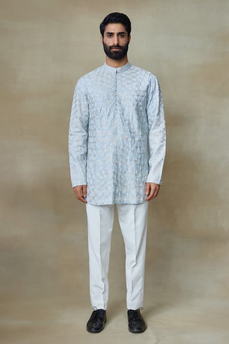 SHASHA GABA Zari Embroidered Silk Short Kurta 