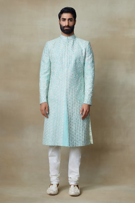 SHASHA GABA Resham Embroidered Silk Sherwani 