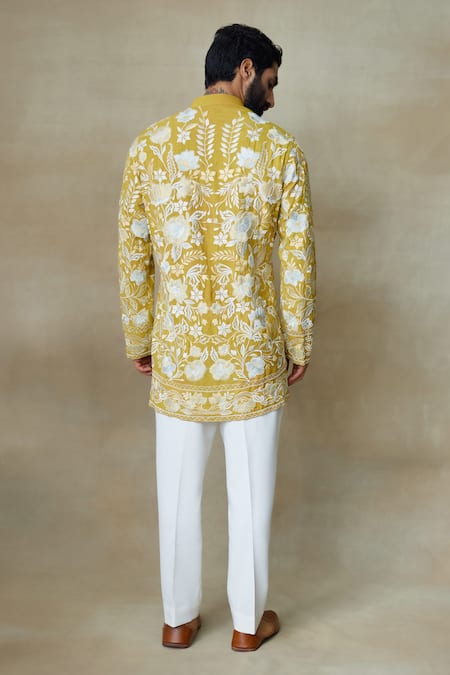 SHASHA GABA Silk Floral Resham Work Short Kurta 