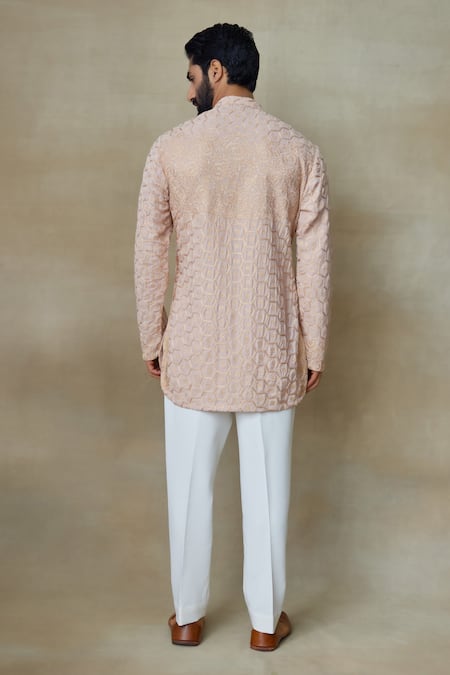 Shop SHASHA GABA Pink Silk Embroidery Resham Floral Short Kurta at Aza Fashions Shop_SHASHA GABA_Pink Silk Embroidery Resham Floral Short Kurta _at_Aza_Fashions