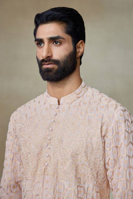 Buy SHASHA GABA Pink Silk Embroidery Resham Floral Short Kurta Online at Aza Fashions Buy_SHASHA GABA_Pink Silk Embroidery Resham Floral Short Kurta _Online_at_Aza_Fashions