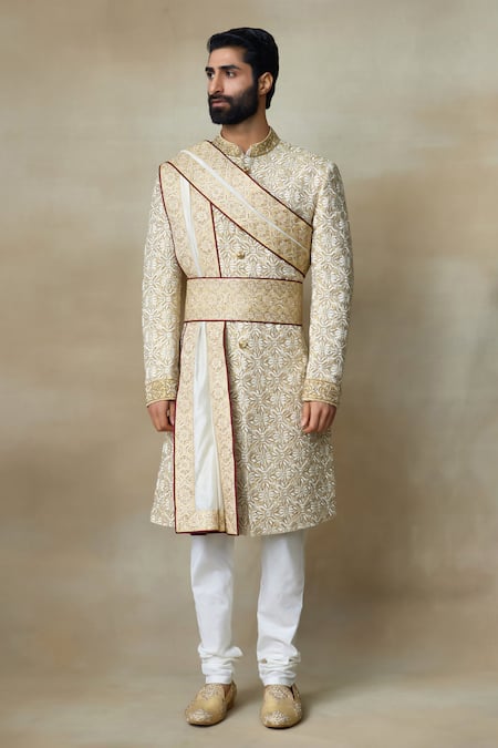 SHASHA GABA Fleur Dabka Embroidered Sherwani 