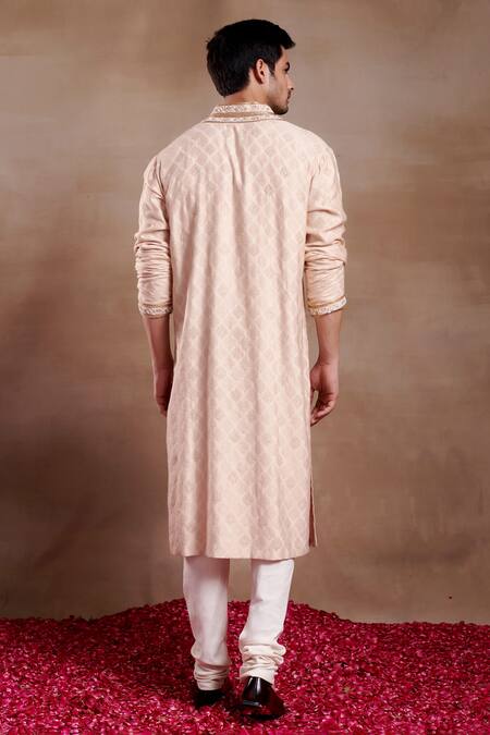 Shop SHASHA GABA Beige Silk Embroidery, Sequins Phool Bahar Resham Thread Work Kurta at Aza Fashions Shop_SHASHA GABA_Beige Silk Embroidery, Sequins Phool Bahar Resham Thread Work Kurta _at_Aza_Fashions