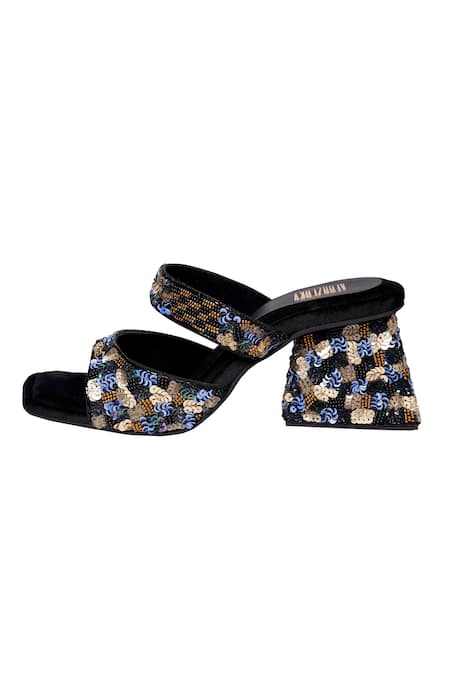 Shop Veruschka By Payal Kothari Black Sequins Anna Embellished Heels Online at Aza Fashions Shop_Veruschka By Payal Kothari_Black Sequins Anna Embellished Heels _Online_at_Aza_Fashions