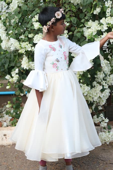 Byb Premium_White Organza Embroidery Fairy Hand Gown _Online_at_Aza_Fashions