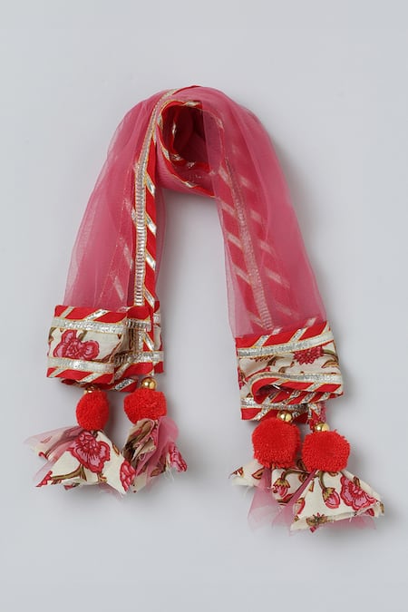 Buy_Byb Premium_Multi Color Cotton, Chiffon Tassels, Gota Floral Print Anarkali Sharara Set _Online_at_Aza_Fashions