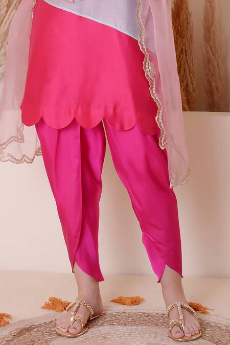 Buy_Surabhi Arya_Multi Color Modal, Chanderi Silk, Satin, Zari Cutwork Kurta Dhoti Pant Set 