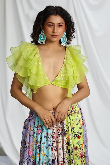 Pooja Bagaria Ruffle Embroidered Barbie Top 