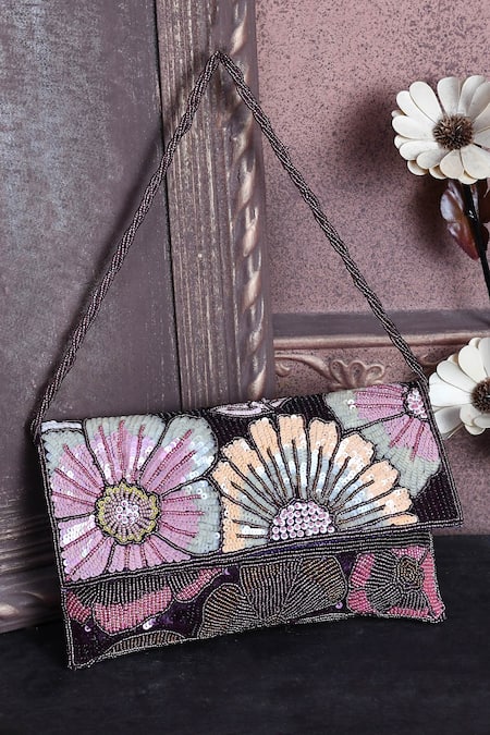 Kreivo By Vamanshi Damania Floral Embroidered Envelope Bag 