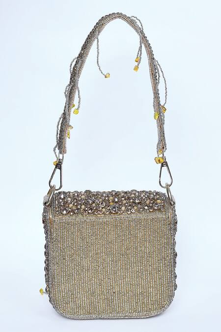 Kreivo By Vamanshi Damania_Gold Bead Embellished Bag _Online_at_Aza_Fashions