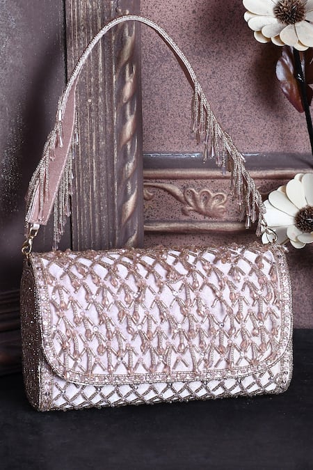 Kreivo By Vamanshi Damania Beaded Checkered Bucket Bag 