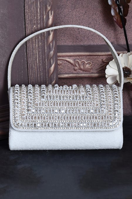 Kreivo By Vamanshi Damania Bead & Crystal Embellished Envelope Bag 