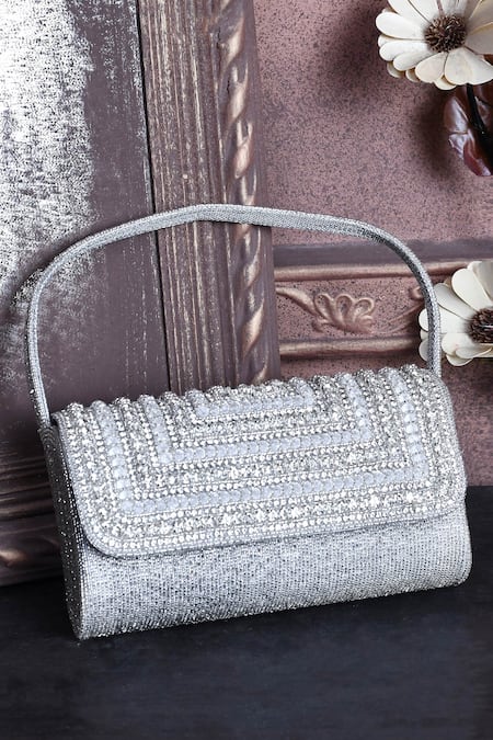 Kreivo By Vamanshi Damania Bead & Crystal Embroidered Envelope Bag 