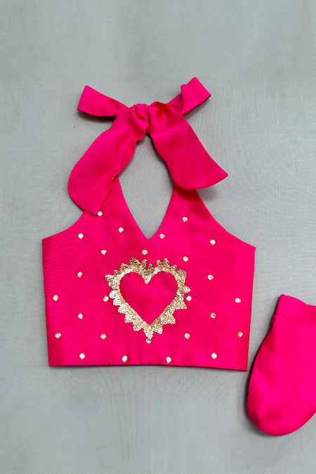 Label Neeti_Pink Silk, Cotton Sequins Embroidered Top And Palazzo Set _Online_at_Aza_Fashions