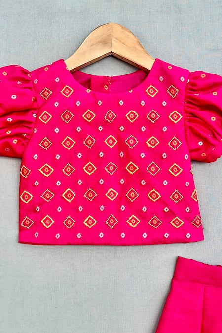 Label Neeti_Pink Silk, Brocade Cut Work, Beads Embellished Top And Palazzo Set _Online_at_Aza_Fashions