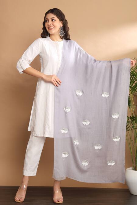 Modarta Grey Umbrella Embroidered Shawl Online at Aza Fashions Modarta_Grey Umbrella Embroidered Shawl _Online_at_Aza_Fashions