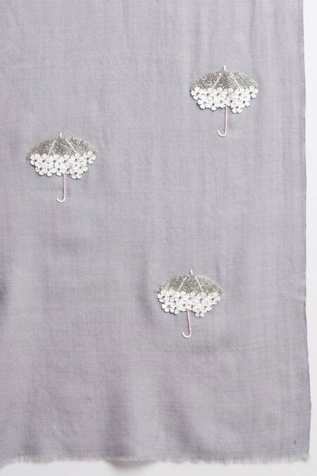Modarta Grey Umbrella Embroidered Shawl at Aza Fashions Modarta_Grey Umbrella Embroidered Shawl _at_Aza_Fashions