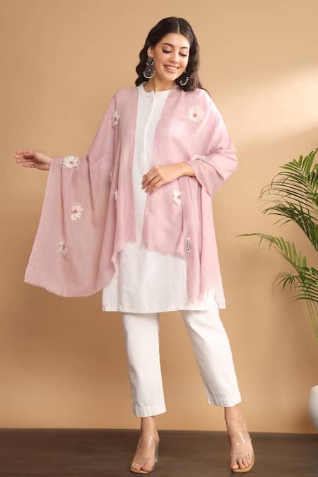 Shop_Modarta_Pink Floral Embroidered Shawl _Online_at_Aza_Fashions