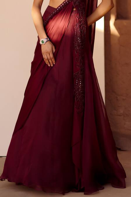 Awigna Wine Net, Satin, Georgette Sequins, Beads Laleh Embroidered Blouse Lehenga Set Online at Aza Fashions Awigna_Wine Net, Satin, Georgette Sequins, Beads Laleh Embroidered Blouse Lehenga Set_Online_at_Aza_Fashions