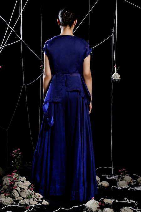 Eclat By Prerika Jalan Veer Pearl Embroidered Peplum Jacket Palazzo Set 