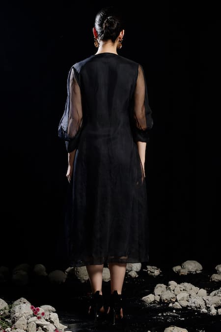 Eclat By Prerika Jalan Node Crystal Embellished Jacket With Satin Dress 