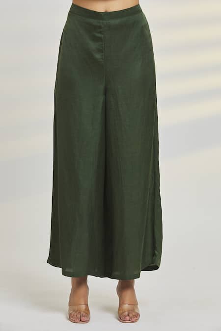 Shop_SHASHA GABA_Beige Cotton Embroidery Round Neck Floral Anarkali And Palazzo Set _Online_at_Aza_Fashions