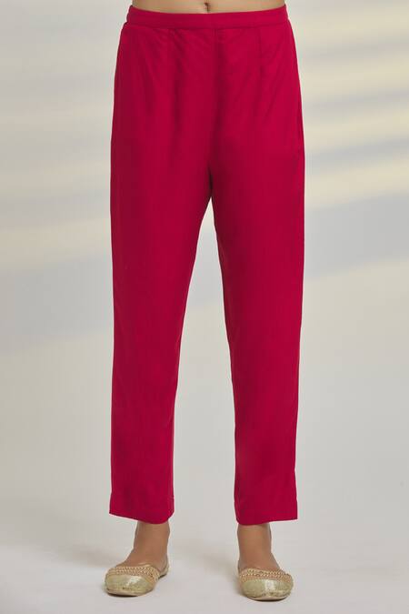 Buy_Shyam Narayan Prasad_Pink Chanderi Embroidery, Sequins Round Neck Floral Pattern Anarkali Set _Online_at_Aza_Fashions