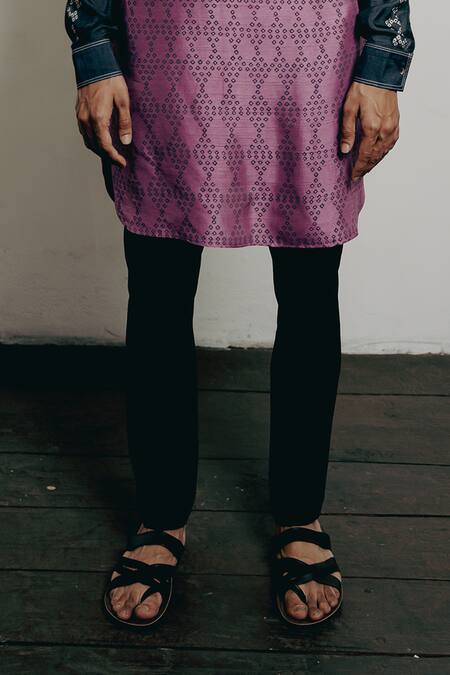 Krishna Mehta Black Tussar Embroidery Shaded Bandhani Print Kurta And Pant Set Online at Aza Fashions Krishna Mehta_Black Tussar Embroidery Shaded Bandhani Print Kurta And Pant Set _Online_at_Aza_Fashions