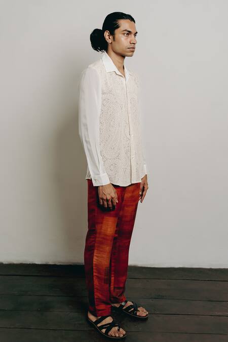 Krishna Mehta Off White Cotton, Viscose Embroidery Paisley Short Kurta Online at Aza Fashions Krishna Mehta_Off White Cotton, Viscose Embroidery Paisley Short Kurta _Online_at_Aza_Fashions