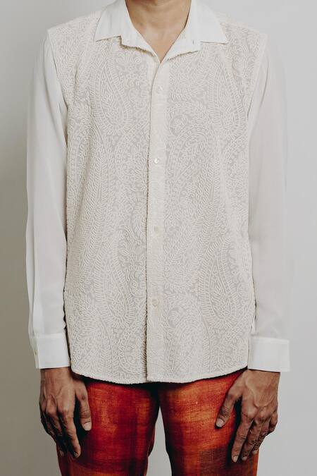 Buy Krishna Mehta Off White Cotton, Viscose Embroidery Paisley Short Kurta Online at Aza Fashions Buy_Krishna Mehta_Off White Cotton, Viscose Embroidery Paisley Short Kurta _Online_at_Aza_Fashions